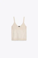 TOP EN MAILLE À BRETELLES MATIÈRES VARIÉES