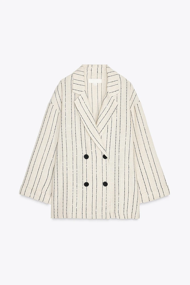 SEQUINED STRIPED BLAZER