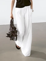 Pantalon large avec surpiqûres contrastantes