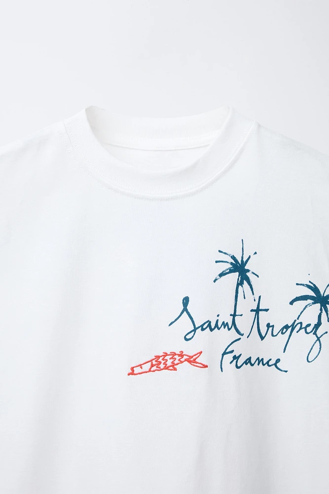 EMBROIDERED TEXT T-SHIRT