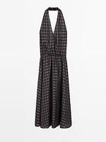 Robe longue ample imprimée à encolure américaine