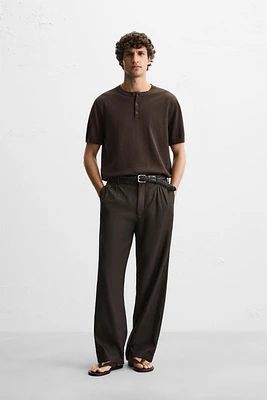 KNIT T-SHIRT WITH BUTTON NECK