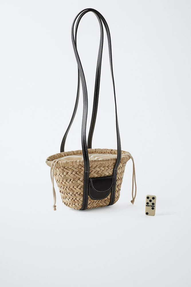 MINI RAFFIA EFFECT BASKET BAG