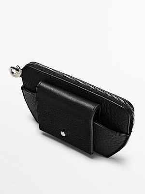 Étui à lunettes porte-monnaie en bandoulière cuir nappa