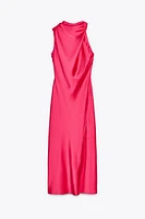 ASYMMETRIC SATIN MIDI DRESS
