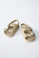 LEATHER SANDALS WITH JUTE BUCKLES