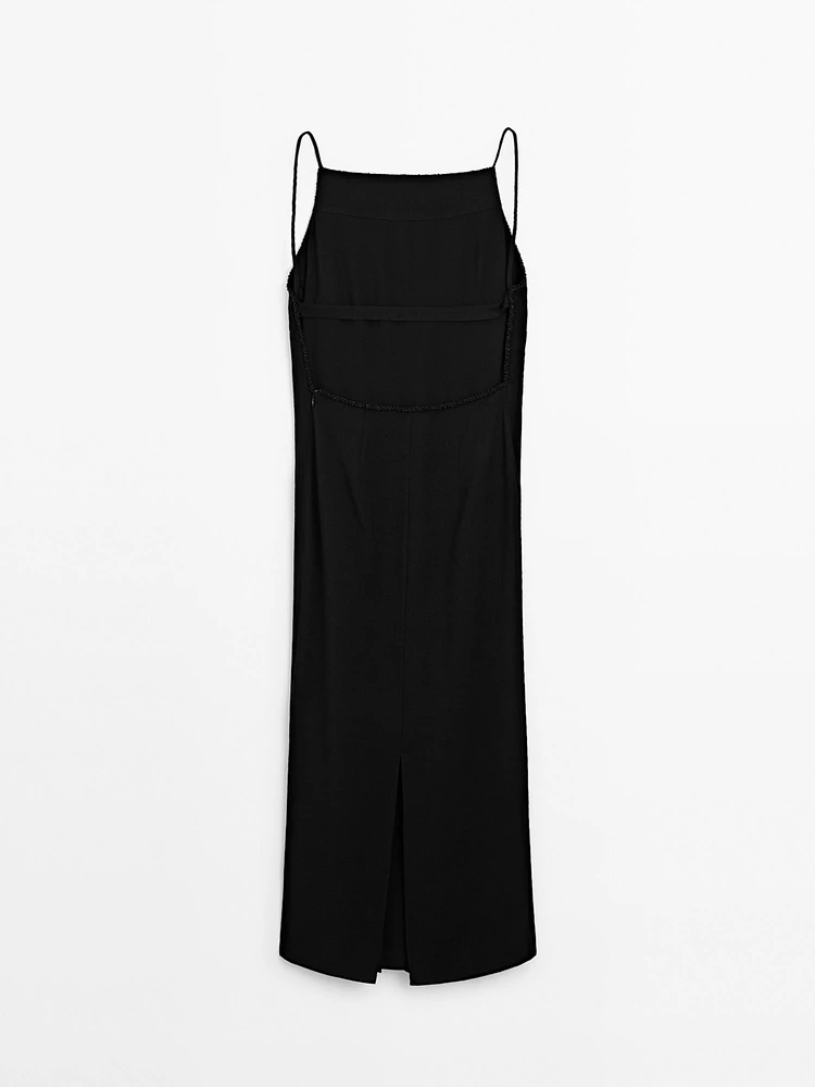 Long dress with rhinestone detail