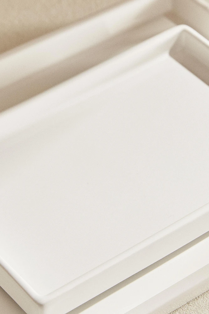 WHITE EARTHENWARE BATHROOM TRAY