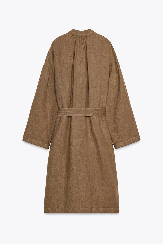100% LINEN LONG OVERSHIRT ZW COLLECTION