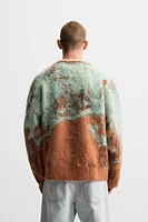 BRUSHED TEXTURE JACQUARD CARDIGAN