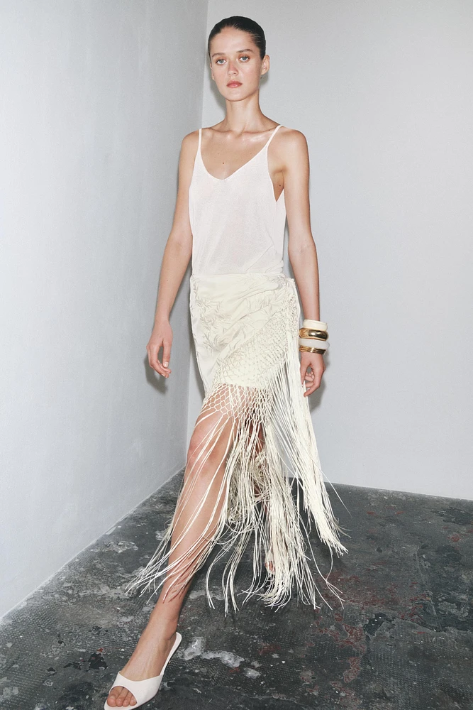 JUPE PARÉO BRODERIES FRANGES