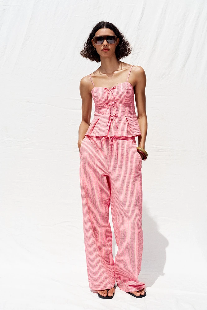 STRIPED WIDE LEG PANTS