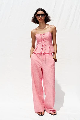 STRIPED WIDE LEG PANTS