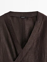 Kimono cache-cœur en lin mélangé