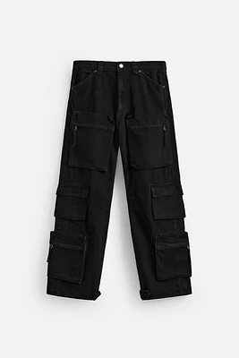 PANTALON DENIM CARGO POCHES