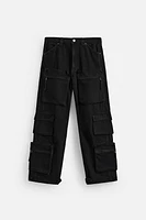 PANTALON DENIM CARGO POCHES