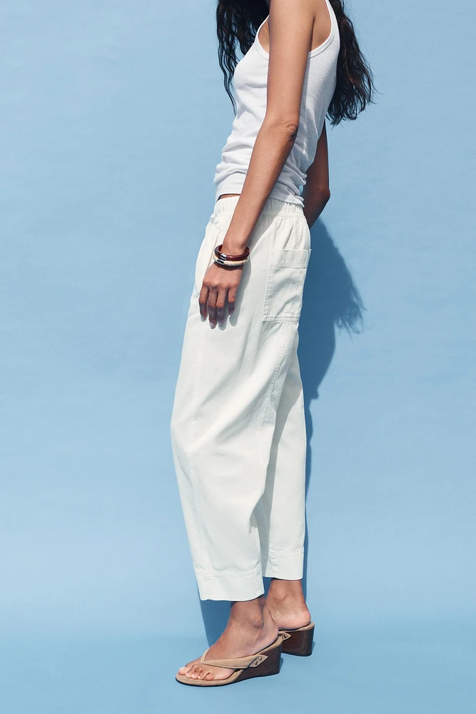 PANTALON EN COTON À TAILLE ÉLASTIQUE