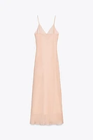 RUFFLED MIDI SLIP DRESS