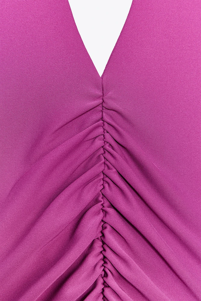 RUCHED HALTER DRESS