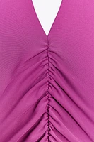 RUCHED HALTER DRESS