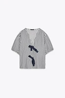 STRIPED TIE BLOUSE