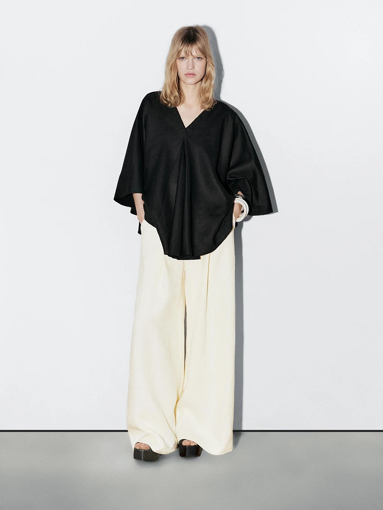 Chemisier cape fluide 100 % lin - STUDIO