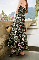PRINTED MIDI DRESS WITH OPENWORK EMBROIDERY
