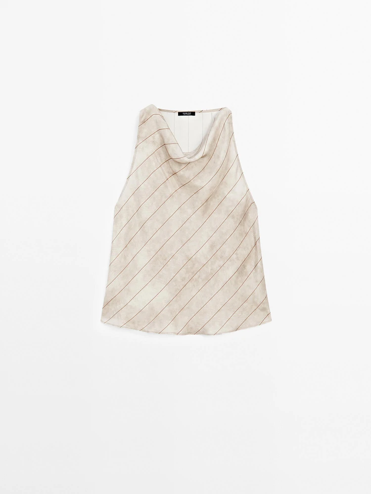 Flowing striped halter top