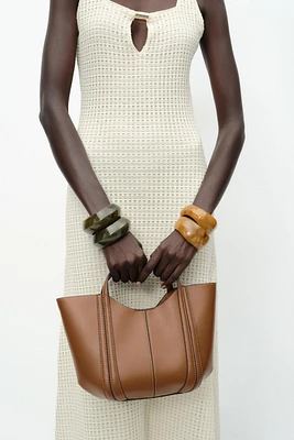 TOPSTITCHED MINI CITY BAG