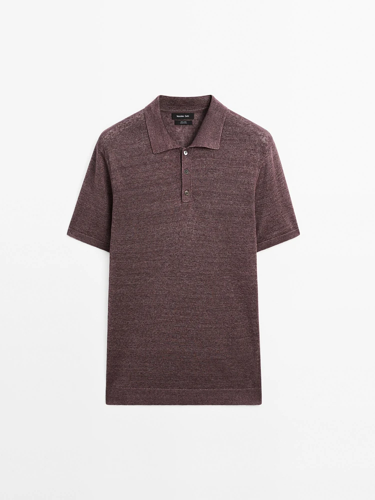 100% linen knit polo shirt