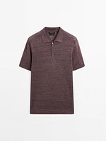 100% linen knit polo shirt