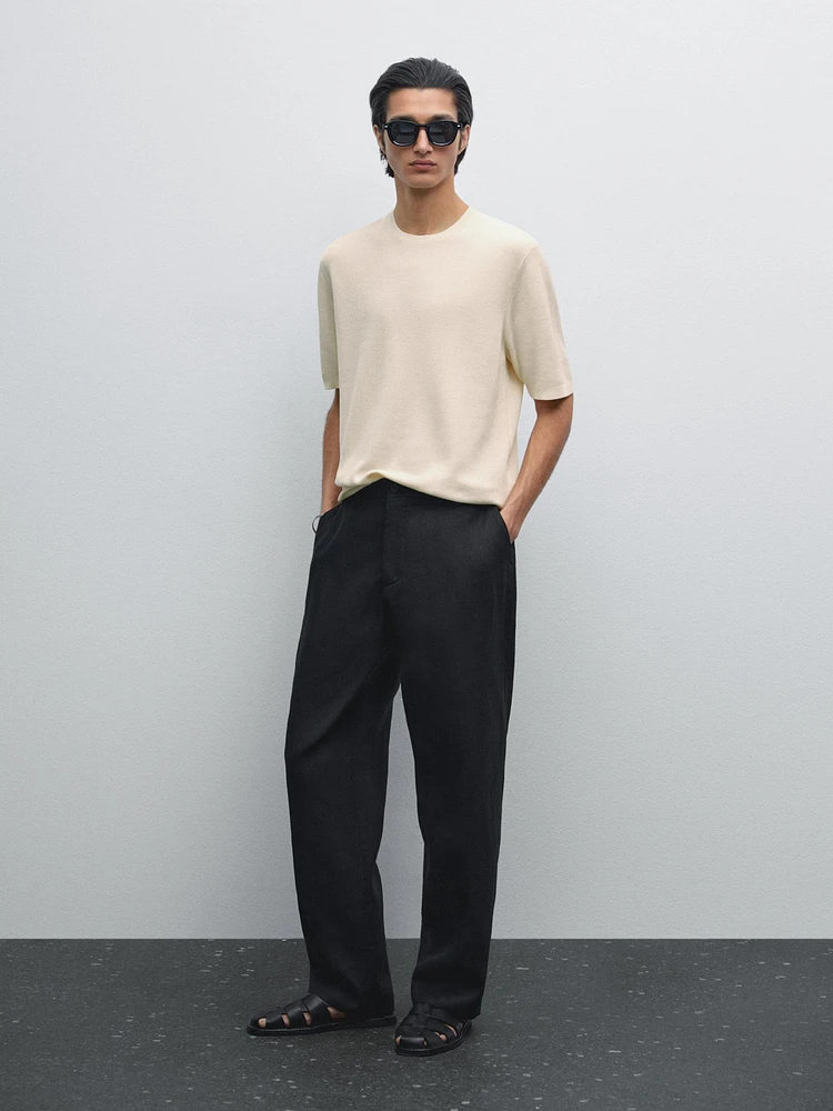100% cotton short sleeve knit sweater