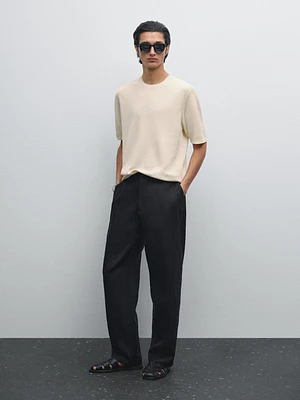 100% cotton short sleeve knit sweater