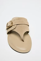 SPLIT LEATHER BUCKLE SANDALS