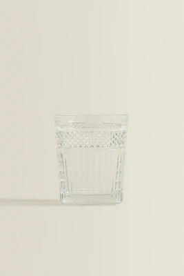 RAISED DESIGN GLASS TUMBLER