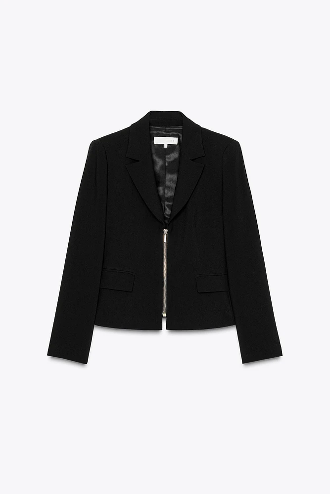 ZIP-UP BLAZER WITH SHOULDER PADS