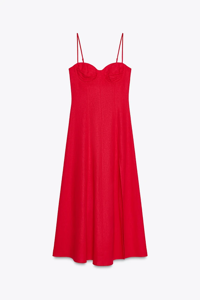 LINEN MIDI CORSET DRESS