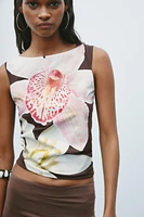 TOP EN POLYAMIDE À FLEURS