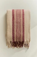 PLAID BROSSÉ RAYURES CENTRALES FRANGES