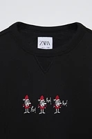 SANTA CLAUS EMBROIDERY WARM AND COZY SWEATSHIRT