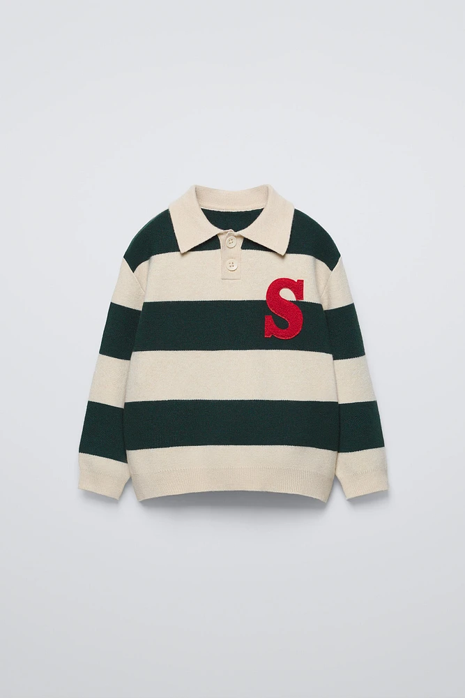 STRIPED POLO SWEATER