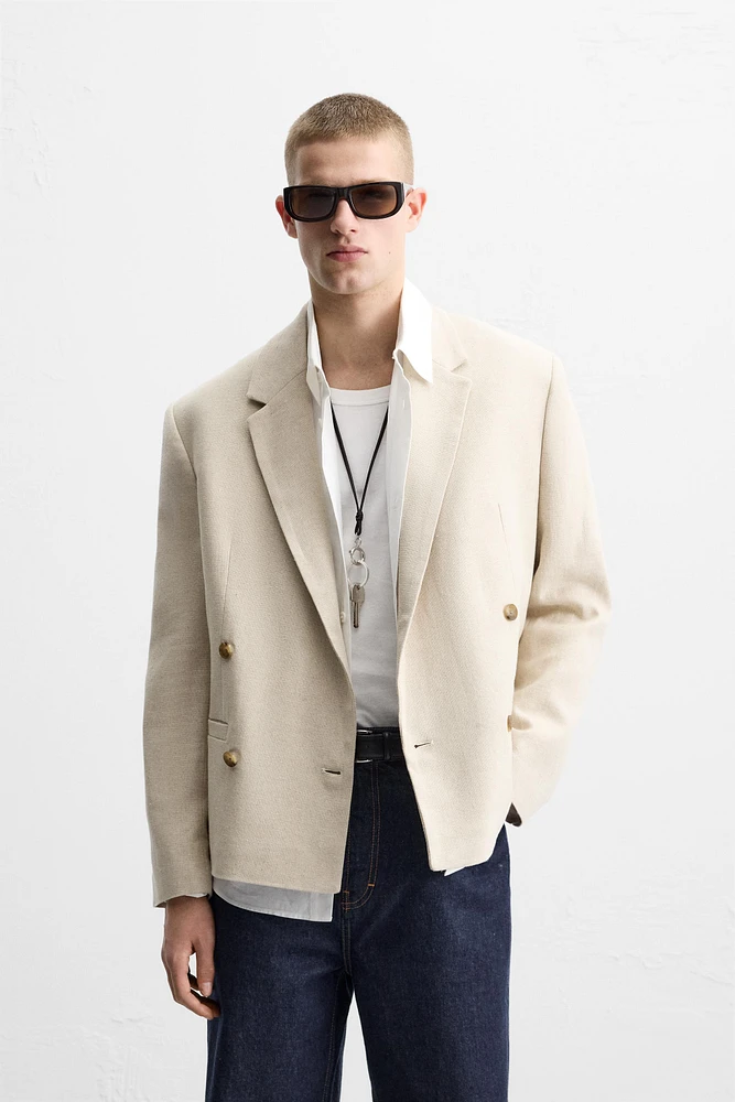 VESTE DE COSTUME CROISÉE EN LIN