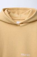 TEXT PRINT HOODED SWEATSHIRT