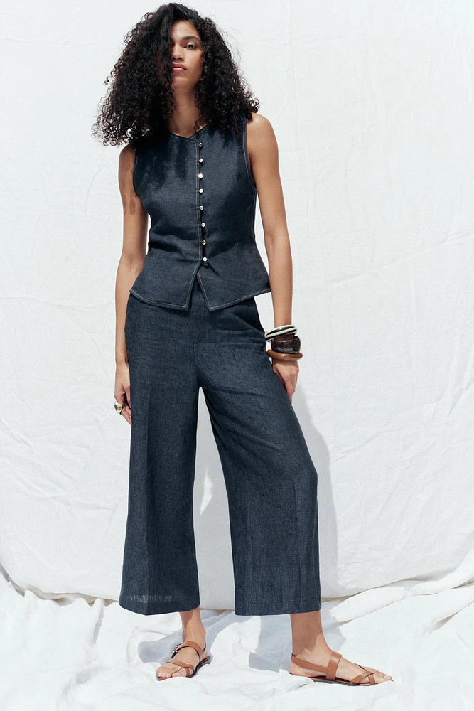 PANTALON JUPE-CULOTTE EN LIN