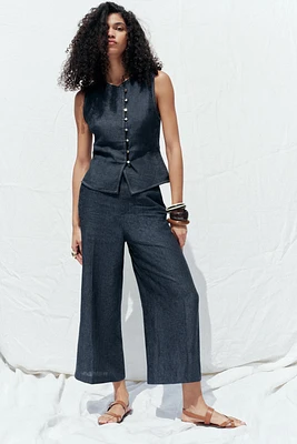 PANTALON JUPE-CULOTTE EN LIN