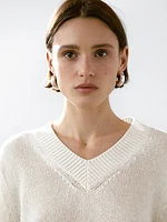 Cotton blend V-neck sweater