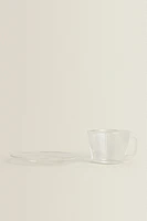 BOROSILICATE GLASS TEACUP AND SAUCER