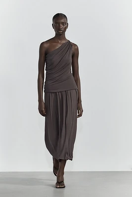 RUCHED ASYMMETRIC TOP