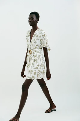ROBE COURTE IMPRIMÉE BRODÉE AJOURÉE