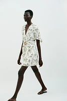 ROBE COURTE IMPRIMÉE BRODÉE AJOURÉE